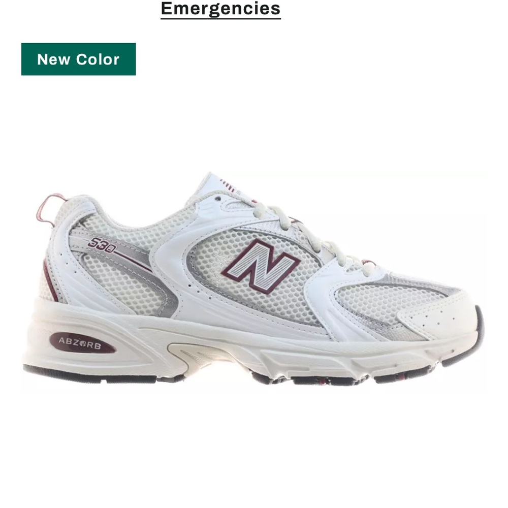 New Balance White and Burgundy Sneakers